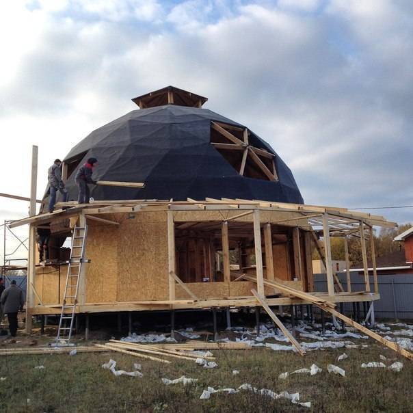 Купольный дом: технология строительства, установка окон и дверей, видео и фото