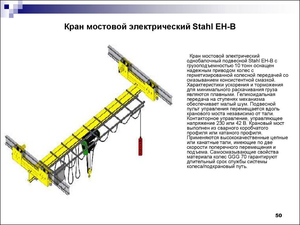 Мостовой однобалочный кран: устройство, описание монтажа