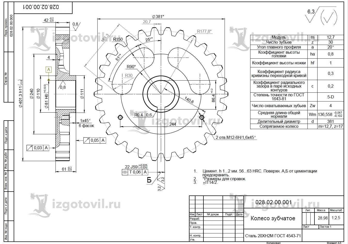 Технологический процесс изготовления червячного колеса редуктора