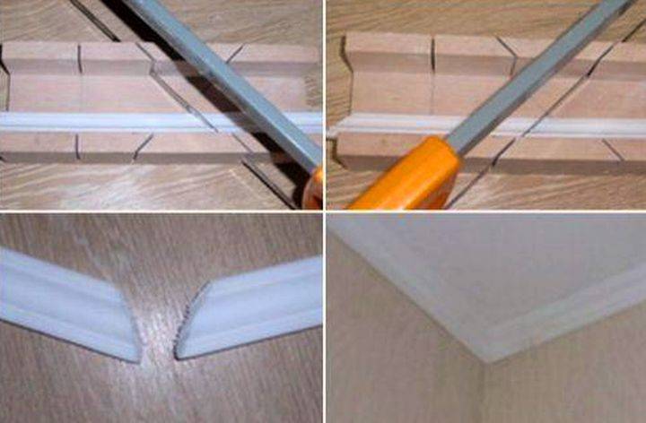 Как правильно сделать угол на потолочном плинтусе?