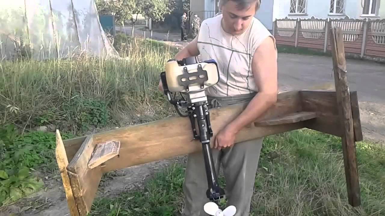 Как своими руками сделать лодочный мотор из садового триммера