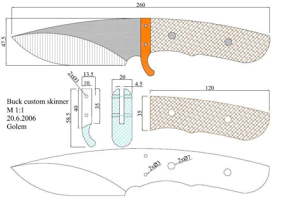 Охотничий нож чертеж