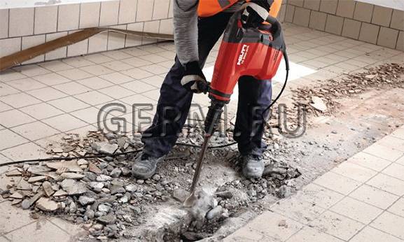 Демонтаж бетона: гидромолотом, отбойным молотком