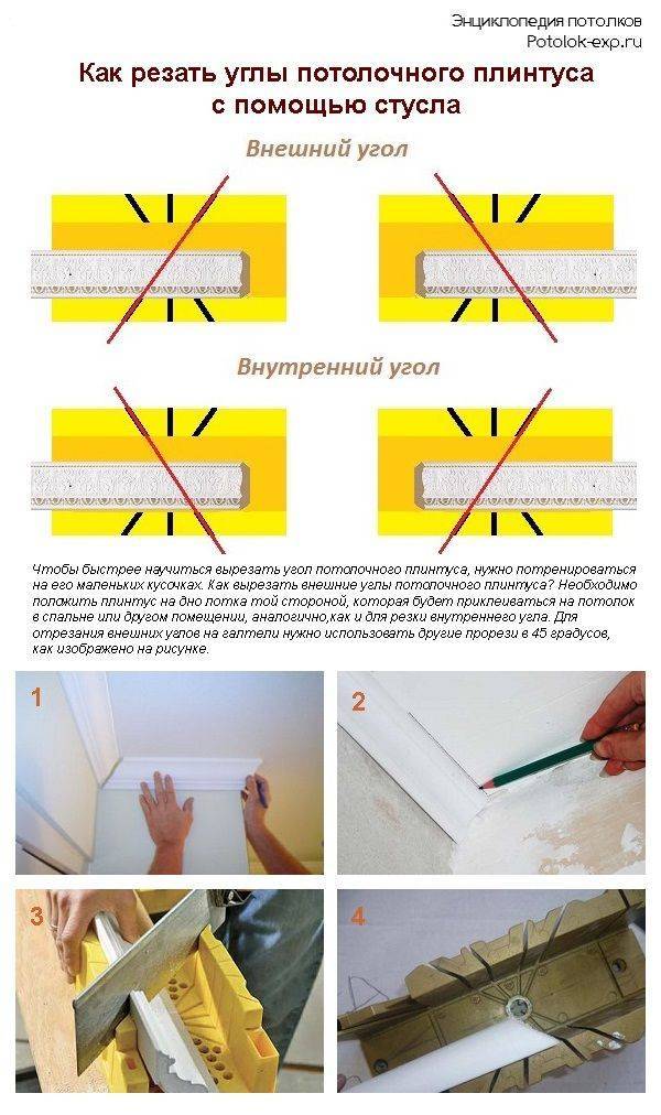 Как правильно обрезать потолочный плинтус в углах в домашних условиях | пост-ремонт