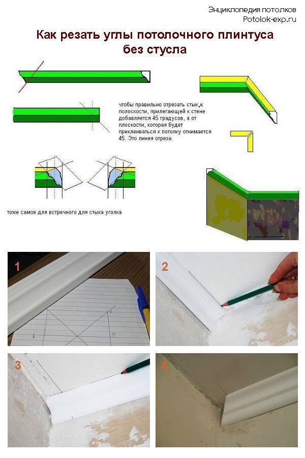 Примеры, как вырезать угол потолочного плинтуса и напольного, с фото и видео инструкциями, обзор как правильно отрезать потолочный плинтус и подогнать ровно стыки