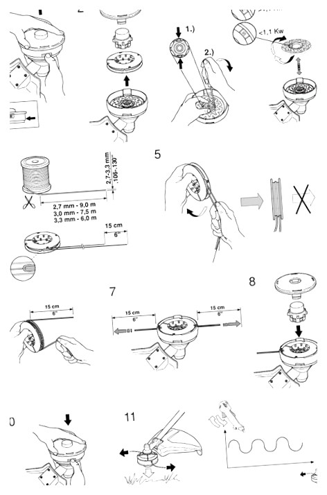 Накрутка лески на триммер схема