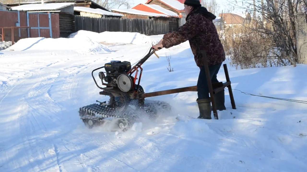 Снегоход из культиватора — изготовление своими руками