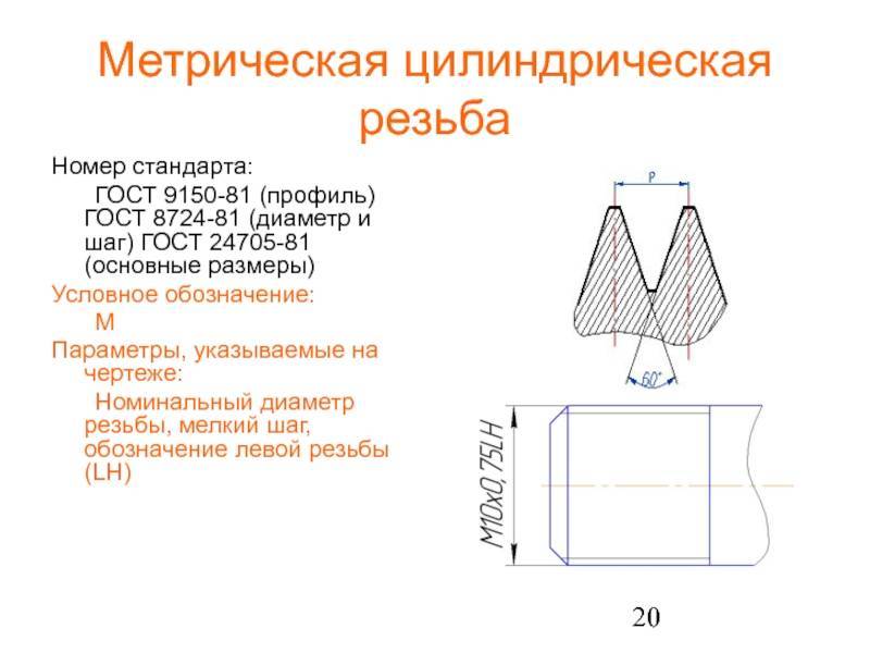 Высота профиля резьбы. Профиль резьбы метрической шаг 2 мм. Профиль резьбы ГОСТ 24705-2004. Метрическая резьба с мелким шагом ГОСТ 24705-2004. Резьба метрическая ГОСТ 24705-81.