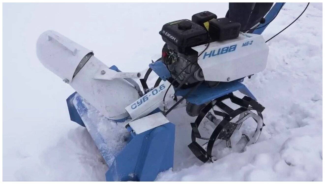 Лопата-отвал, снегоотвал, щетка и снегоуборщик для мотоблока