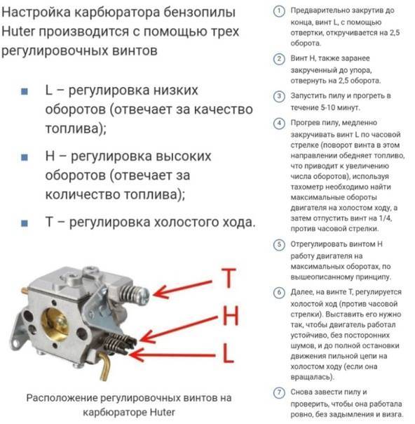 Регулировка карбюратора бензопилы - советы знатоков, инструкция