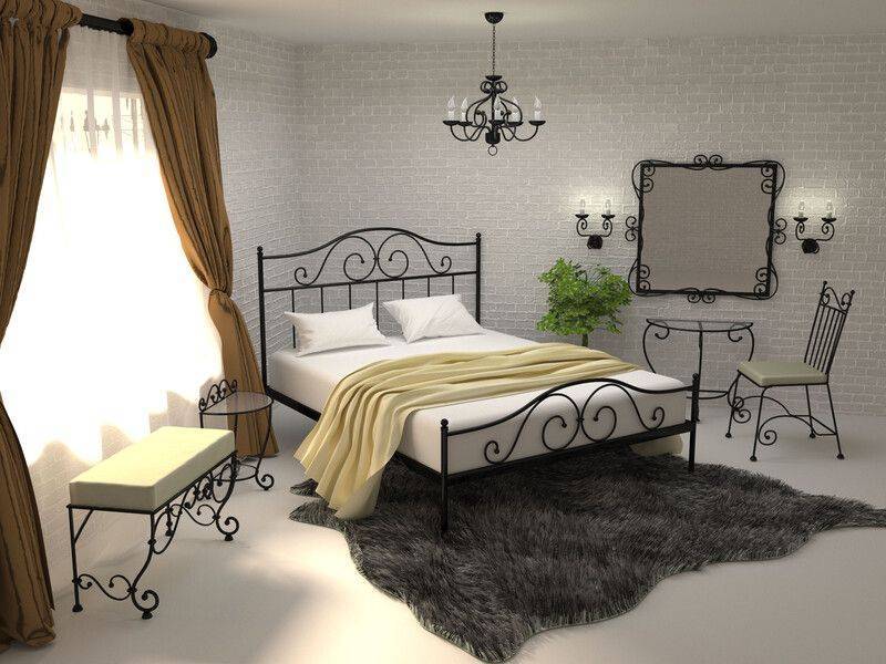 Кованая кровать в современных интерьерах