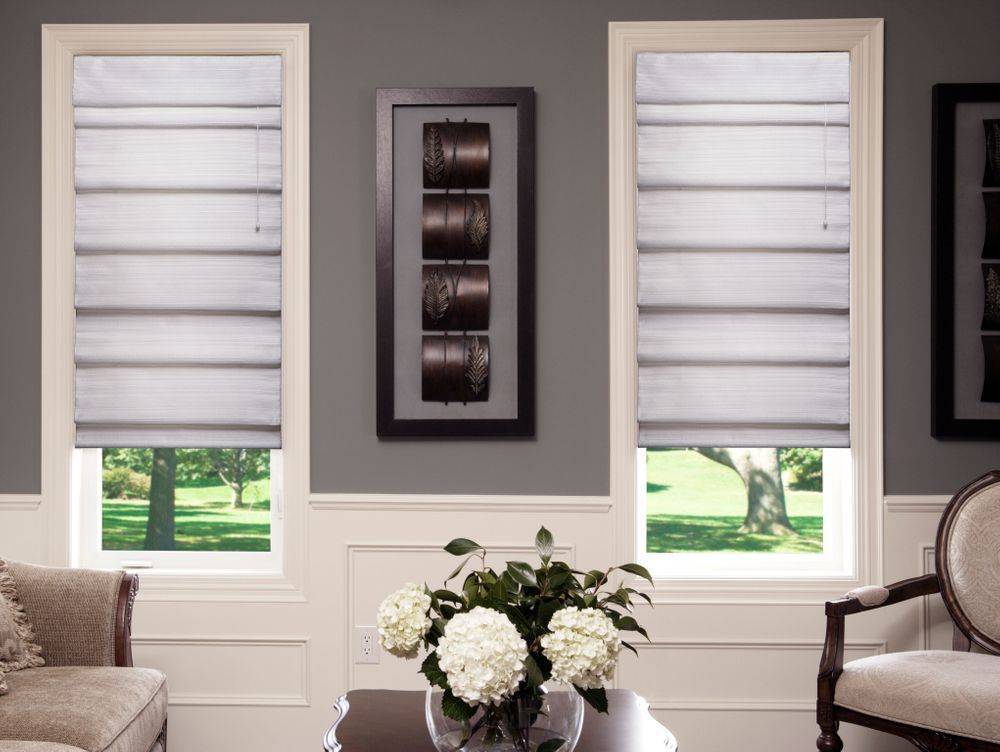 Roman Shades. Roman Blinds, Dual Roman. Рулонные шторы в интерьере гостиной красивые картинки Сток. Как отрезать жалюзи день ночь.