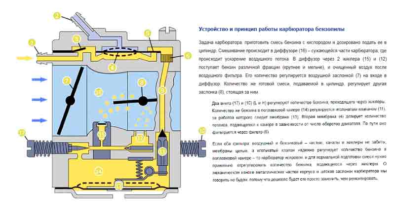 Карбюратор бензопилы: устройство, принцип работы, настройка, обслуживание и ремонт